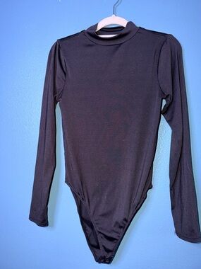 Primark Black Long-Sleeve Mock Neck Bodysuit